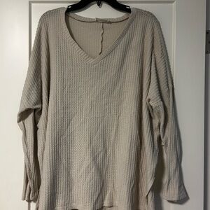 Zenana Outfitters Beige/Cream Waffle Knit Top